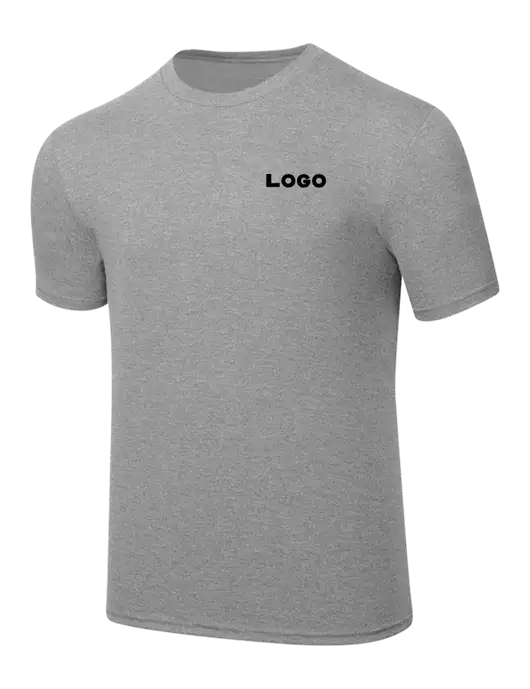 Simply Soft Heathered Light Grey 4.5oz  Poly/Combed Ring Spun Cotton T-Shirt w/Logo