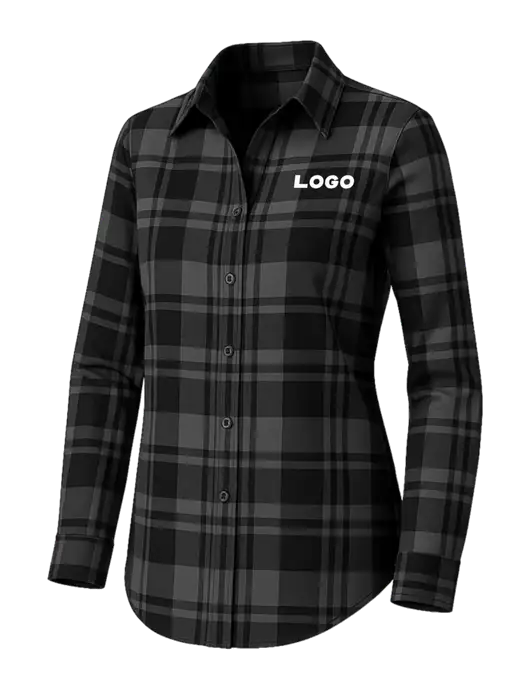 Womens Medium Grey/Black Plaid Flannel Tunic w/Logo