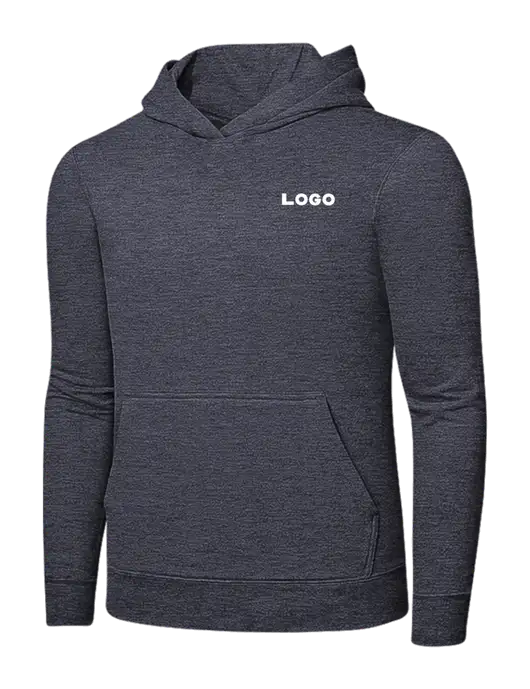 Heather Navy 7.8 oz Ring Spun Hooded Sweatshirt w/Logo