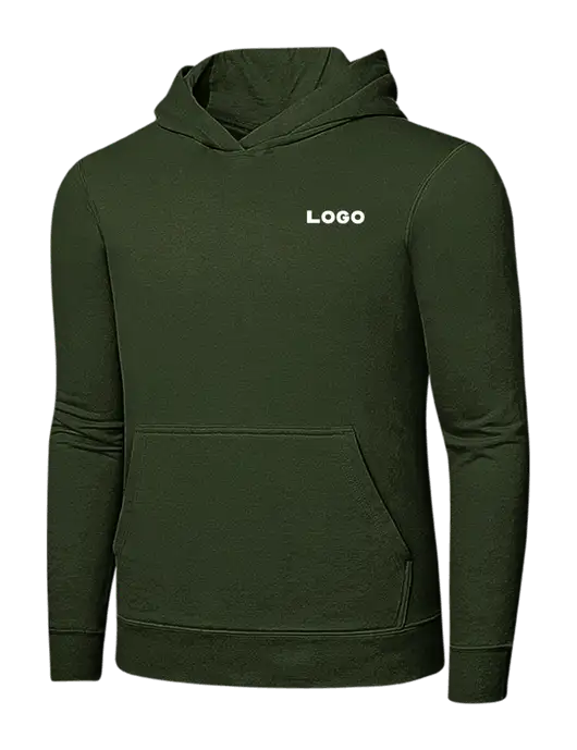 Very Dark Olive 7.8 oz Ring Spun Hooded Sweatshirt w/Logo