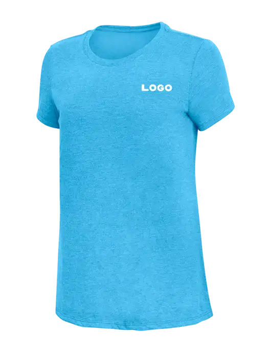 Womens Simply Soft Turquoise Frost 4.5oz  Poly/Combed Ring Spun Cotton T-Shirt w/Logo