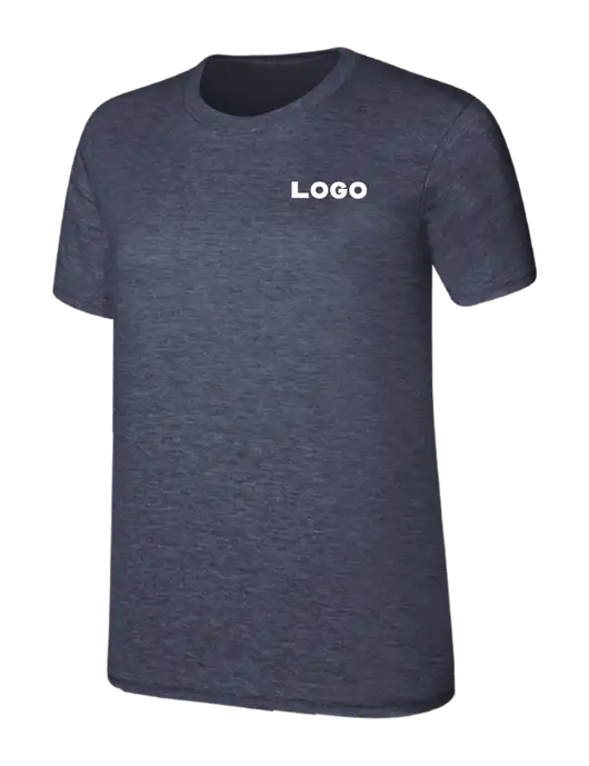 Womens Ring Spun Heather Navy 4.5 oz T-Shirt w/Logo