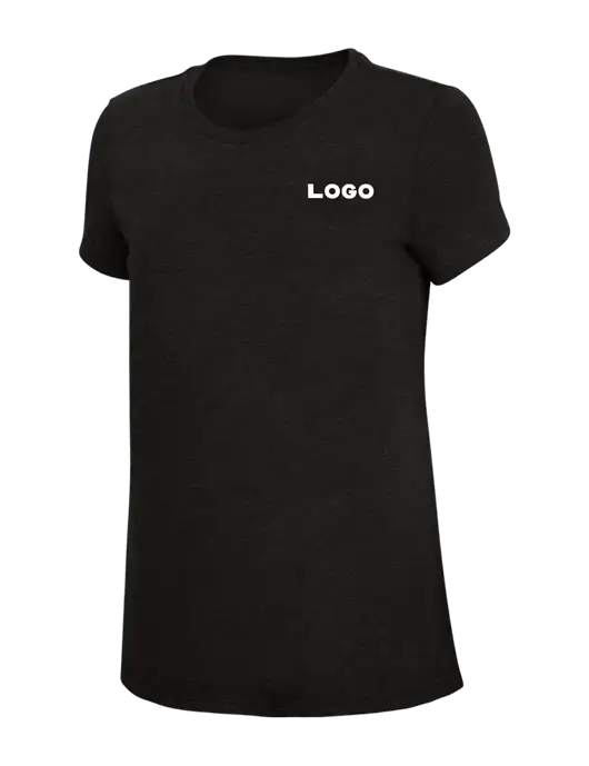 Womens Simply Soft Black 4.5oz Poly/Combed Ring Spun Cotton T-Shirt w/Logo