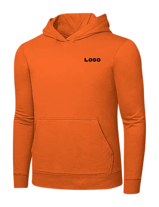 Safety Orange 7.8 oz Ring Spun Hooded Sweatshirt w/Logo