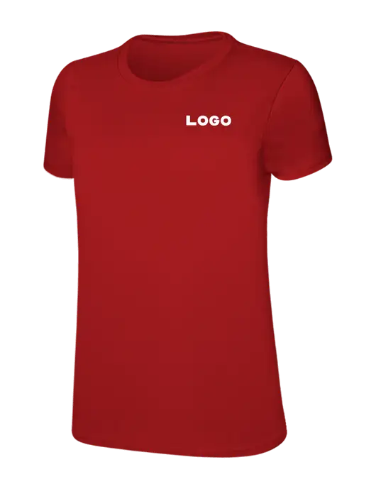 Womens Ring Spun Bright Red 4.5 oz T-Shirt w/Logo