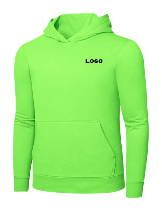 Safety Green 7.8. oz Ring Spun Hooded Sweatshirt w/Logo