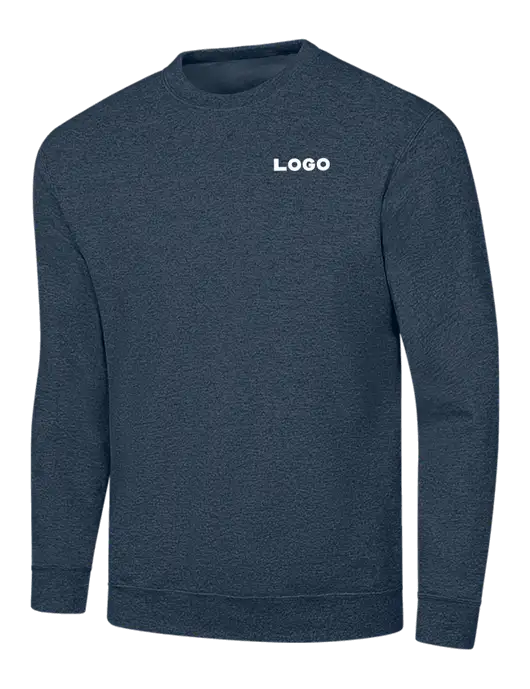 Heather Navy 7.8 oz Ring Spun Crew Sweatshirt w/Logo