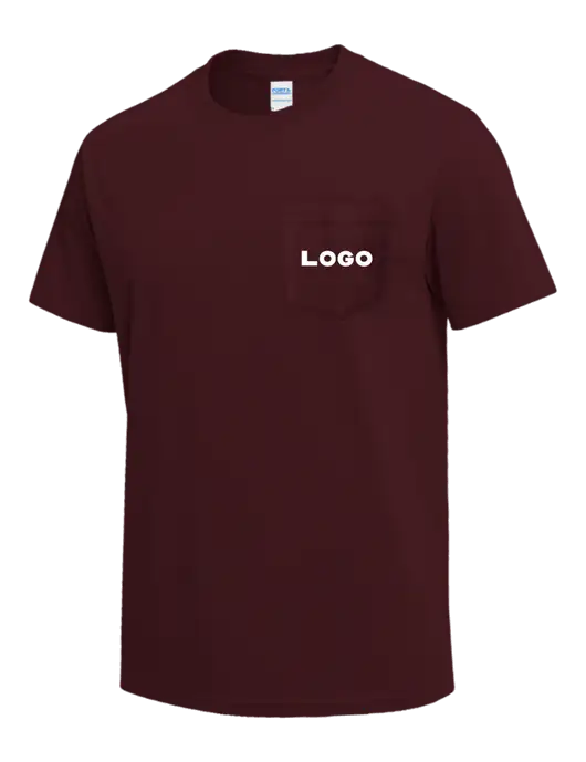 Maroon Heavyweight 6.1 oz Pocket T-Shirt w/Logo