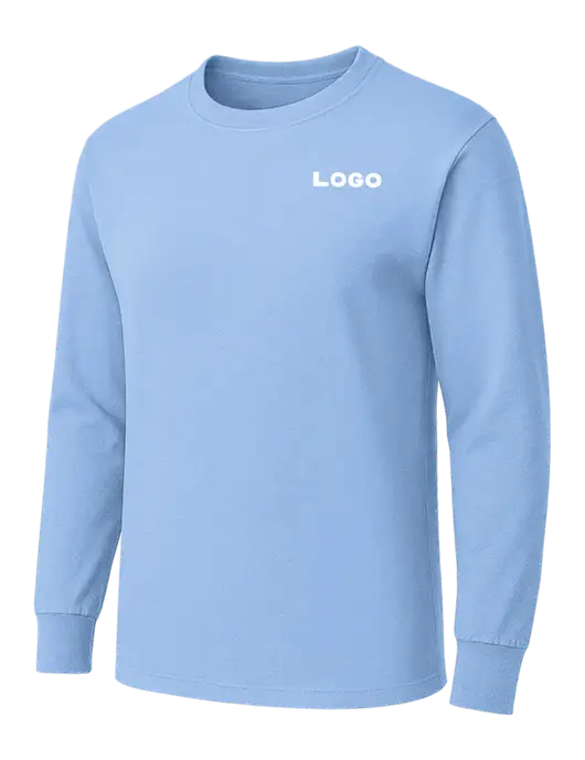 Light Blue Heavyweight Long Sleeve 6.1 oz T-Shirt w/Logo
