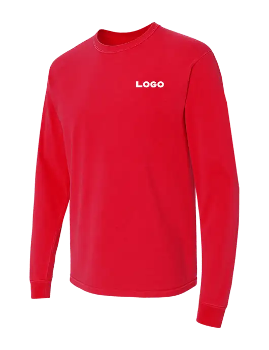 Comfort Colors Garment-Dyed Red Heavyweight Long Sleeve T-Shirt w/Logo