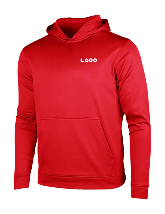 Deep Red Sport-Wick Fleece Hooded Pullover w/Logo