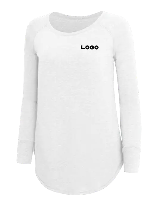 Womens Perfect Wide Collar Tunic Tri-Blend White 4.5 oz T-Shirt w/Logo