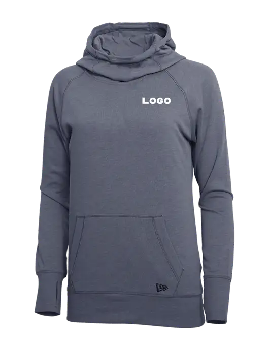 New Era True Navy Heather Womens Tri-Blend Fleece Pullover Hoodie w/Logo