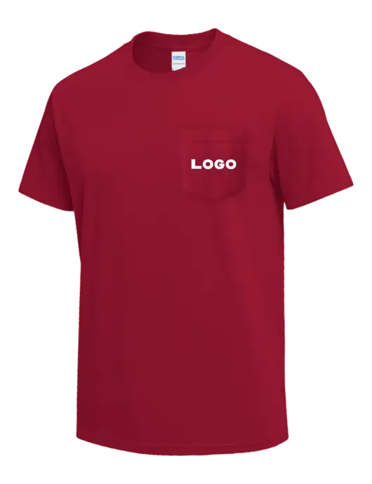 Red Heavyweight 6.1 oz Pocket T-Shirt w/Logo