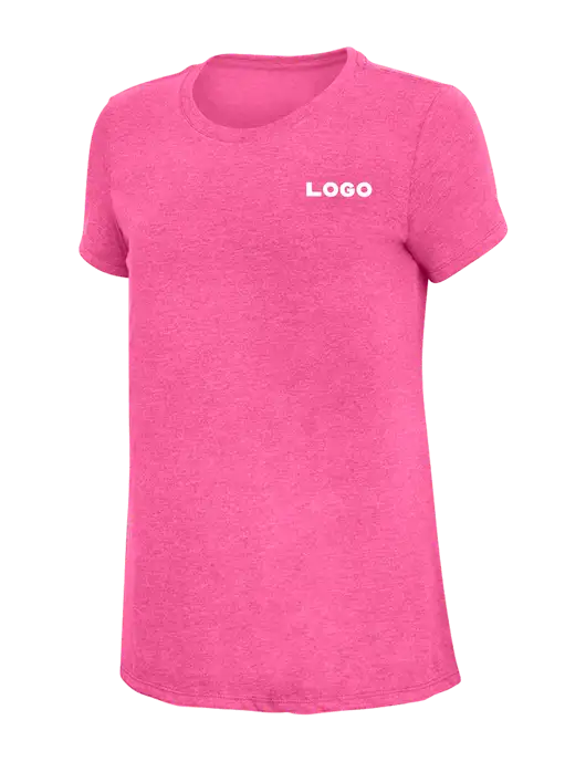 Womens Simply Soft Fuchsia Frost 4.5oz Poly/Combed Ring Spun Cotton T-Shirt w/Logo