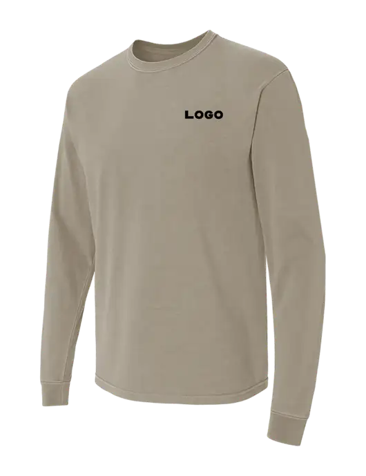 Comfort Colors Garment-Dyed Light Taupe Heavyweight Long Sleeve T-Shirt w/Logo
