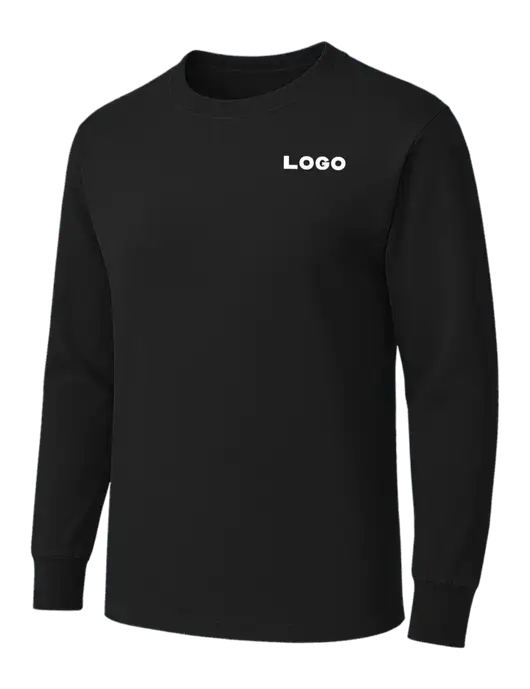 Black Heavyweight Long Sleeve 6.1 oz T-Shirt w/Logo