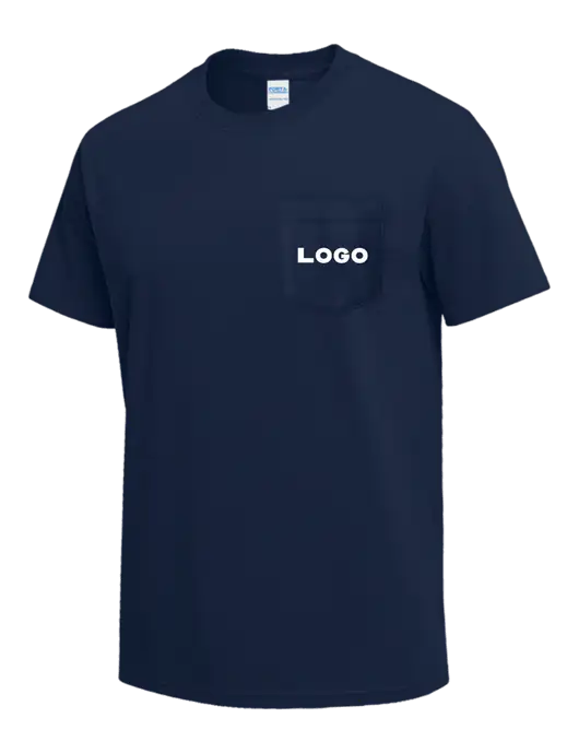 Navy Heavyweight 6.1 oz Pocket T-Shirt w/Logo