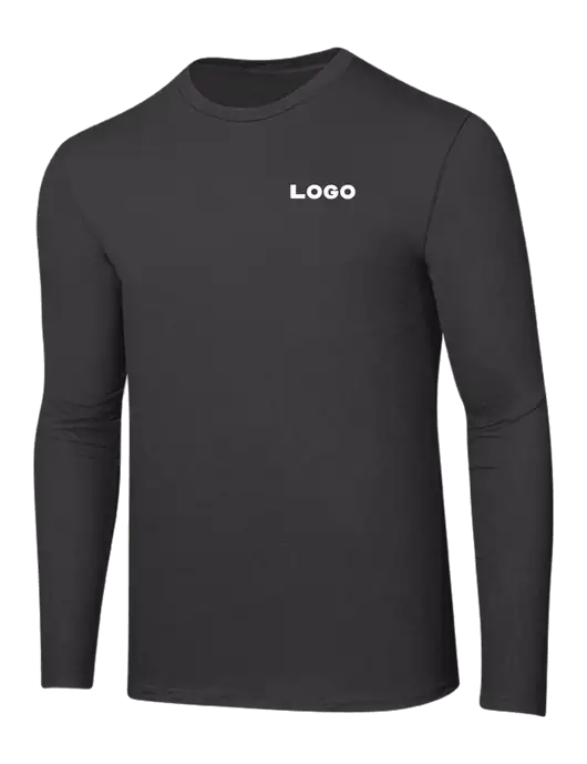 Ring Spun Charcoal 4.5 oz Long Sleeve T-Shirt w/Logo