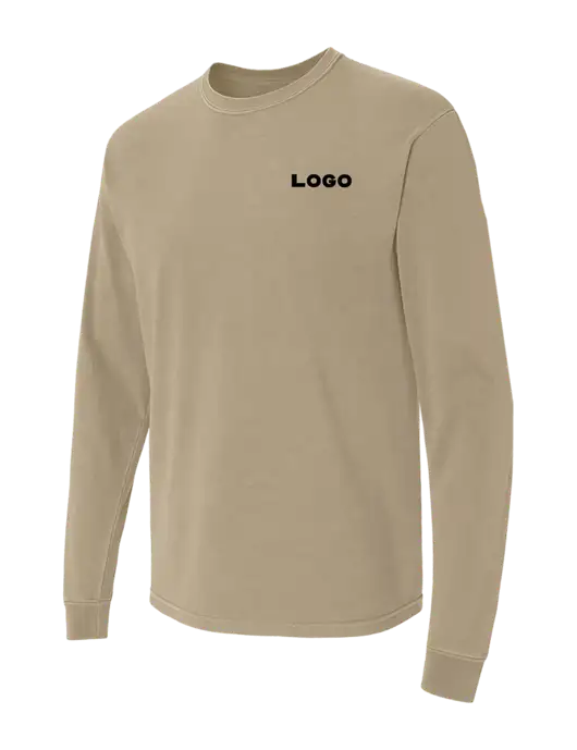 Comfort Colors Garment-Dyed Tan Heavyweight Long Sleeve T-Shirt w/Logo