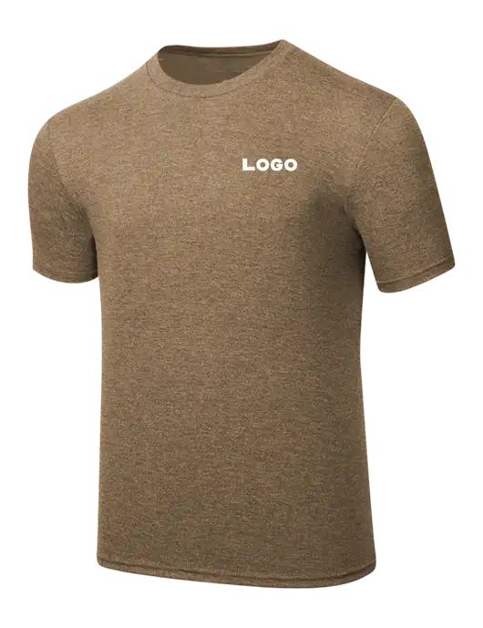 Simply Soft Light Brown Heathered 4.5oz  Poly/Combed Ring Spun Cotton T-Shirt w/Logo