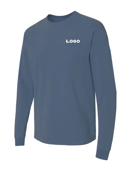 Comfort Colors Garment-Dyed Blue Slate Heavyweight Long Sleeve T-Shirt w/Logo