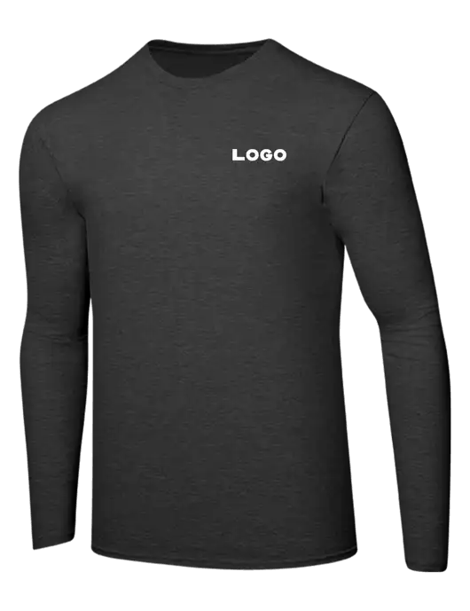 Ring Spun Dark Heather Grey 4.5 oz Long Sleeve T-Shirt w/Logo