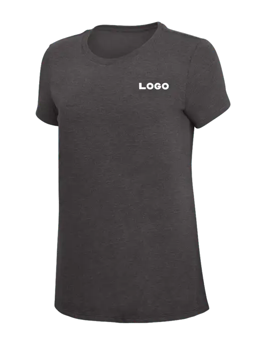 Womens Simply Soft Heather Charcoal 4.5oz  Poly/Combed Ring Spun Cotton T-Shirt w/Logo