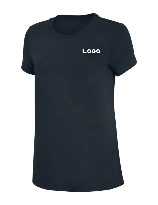 Womens Simply Soft Navy 4.5oz Poly/Combed Ring Spun Cotton T-Shirt w/Logo