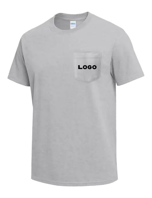 Light Grey Heather Heavyweight 6.1 oz Pocket T-Shirt w/Logo