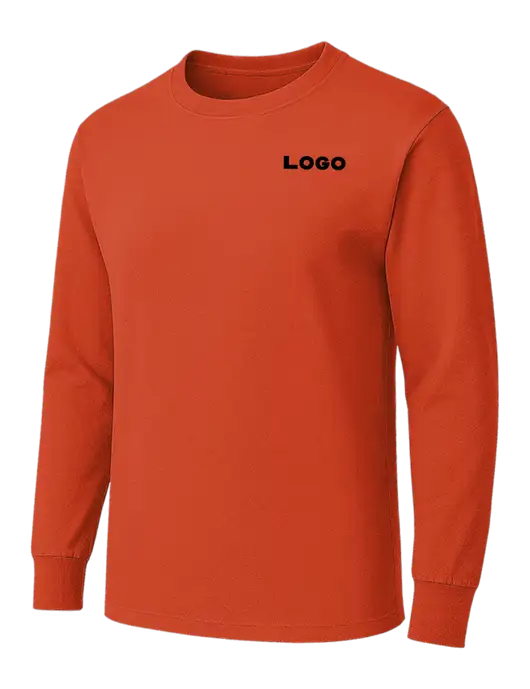 Orange Heavyweight Long Sleeve 6.1 oz T-Shirt w/Logo
