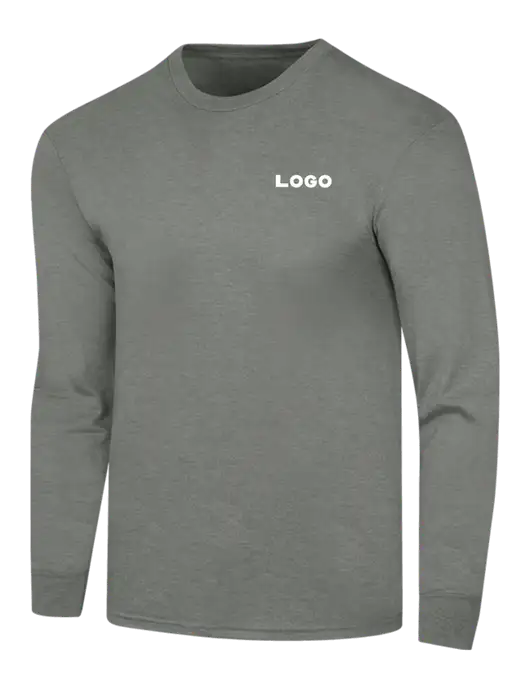 Simply Soft Long Sleeve Heathered Charcoal 4.5 oz, Poly/Combed Ring Spun Cotton T-Shirt w/Logo