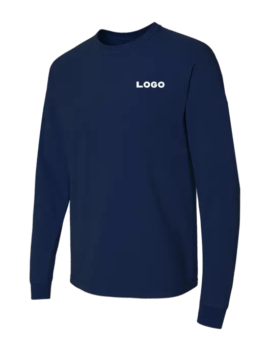 Comfort Colors Garment-Dyed Dark Navy Heavyweight Long Sleeve T-Shirt w/Logo
