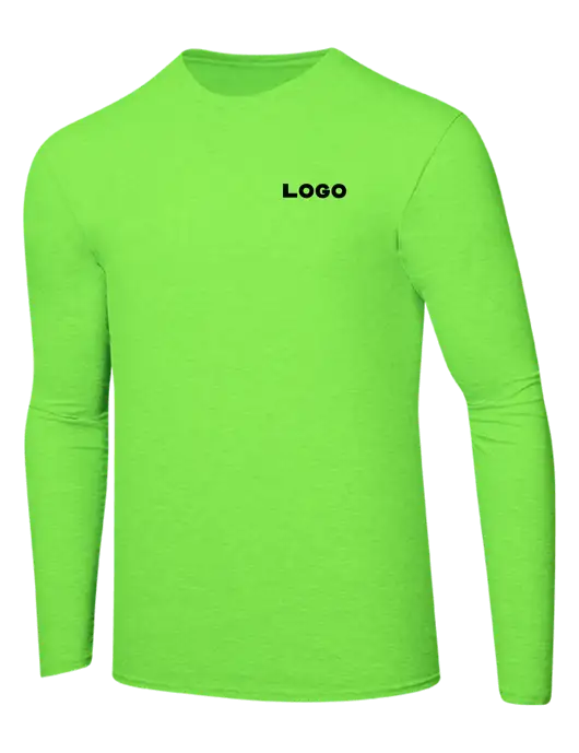 Ring Spun Safety Green 4.5 oz Long Sleeve T-Shirt w/Logo