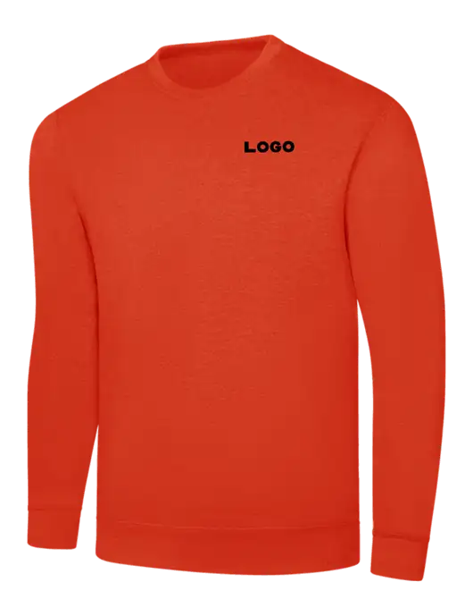 Orange 7.8 oz Ring Spun Crew Sweatshirt w/Logo