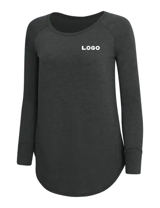 Womens Perfect Wide Collar Tunic Tri-Blend Black Frost 4.5 oz T-Shirt w/Logo
