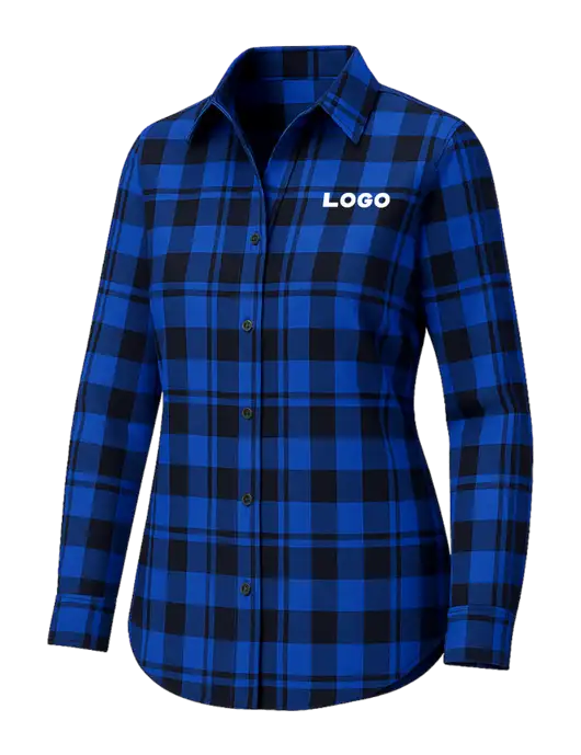 Womens Royal/Black Plaid Flannel Tunic w/Logo