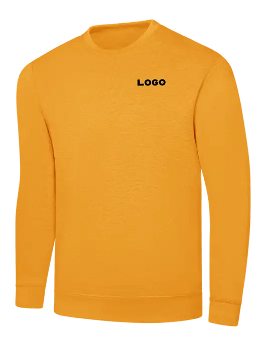Gold 7.8 oz Ring Spun Crew Sweatshirt
 w/Logo