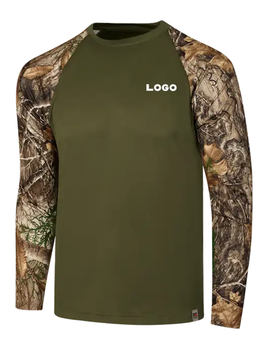 Russell Outdoors Olive/Realtree Edge Camo Colorblock Performance Long Sleeve T-Shirt w/Logo