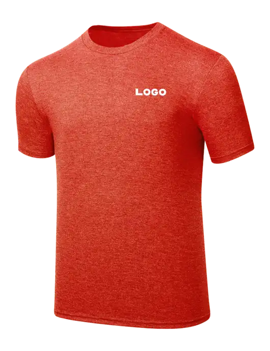 Simply Soft Dark Orange Heathered 4.5oz  Poly/Combed Ring Spun Cotton T-Shirt w/Logo