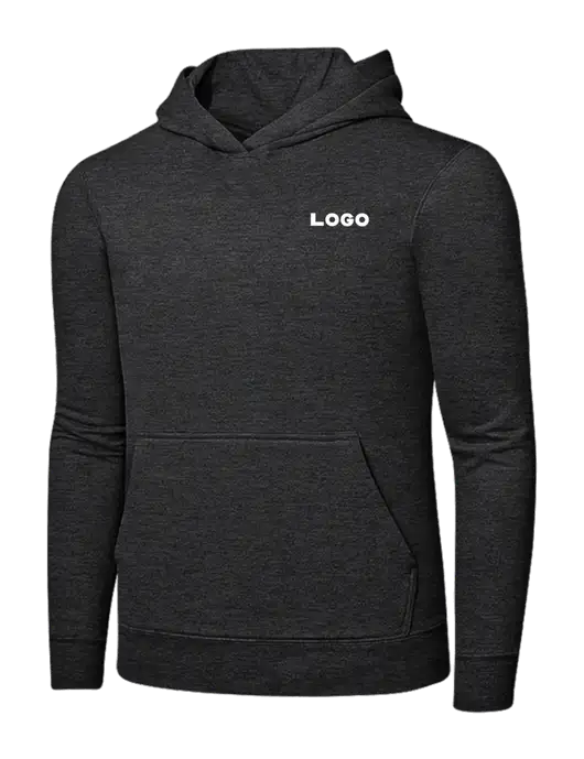 Dark Heather Grey 7.8 oz Ring Spun Hooded Sweatshirt w/Logo
