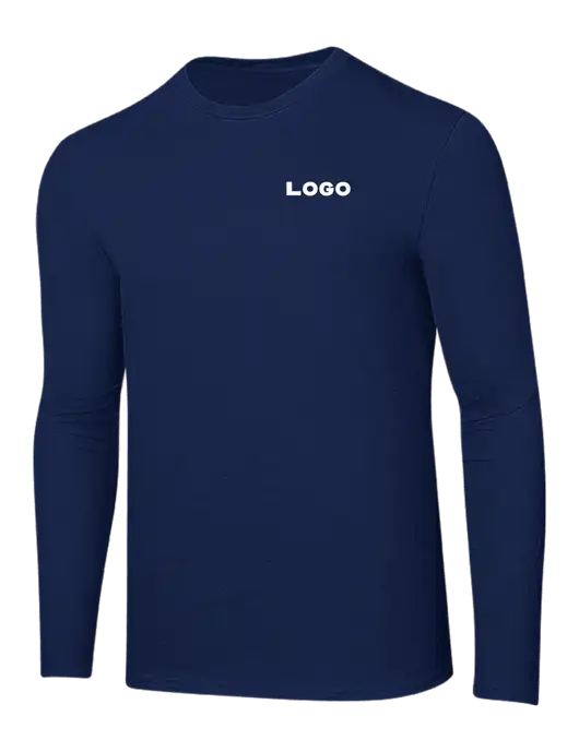 Ring Spun Navy 4.5 oz Long Sleeve T-Shirt w/Logo