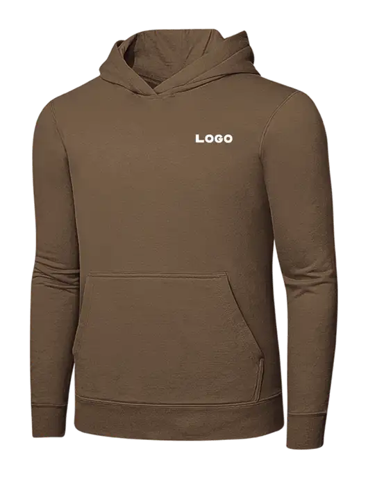 Medium Brown 7.8 oz Ring Spun Hooded Sweatshirt w/Logo