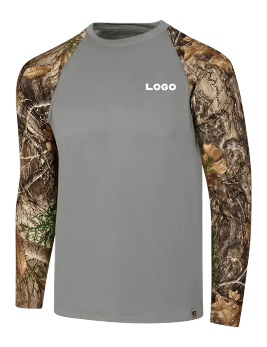 Russell Outdoors Medium Grey/Realtree Edge Camo Colorblock Performance Long Sleeve T-Shirt w/Logo