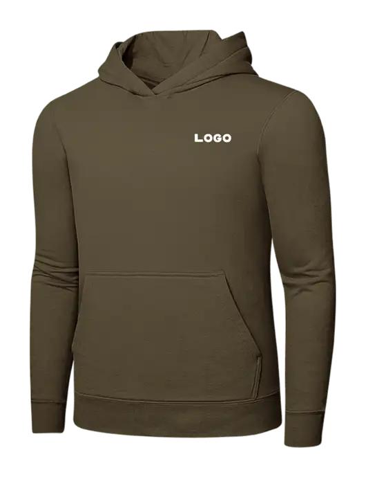 Coyote Brown 7.8 oz Ring Spun Hooded Sweatshirt w/Logo