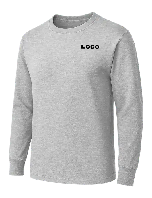 Light Grey Heather Heavyweight Long Sleeve 6.1 oz T-Shirt w/Logo