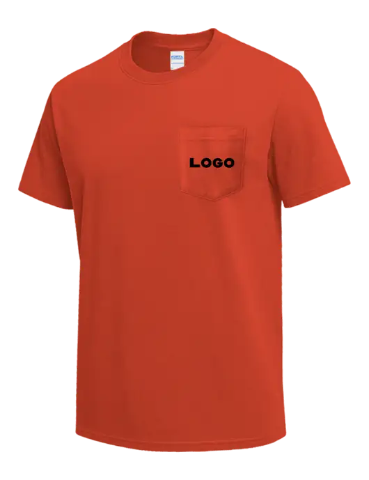 Orange Heavyweight 6.1 oz Pocket T-Shirt w/Logo