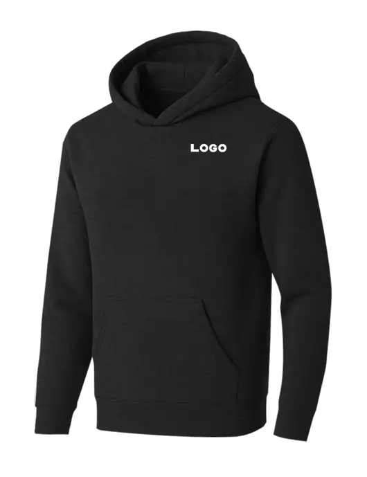 BELLA+CANVAS Black Heather Sponge Fleece Pullover Hoodie w/Logo