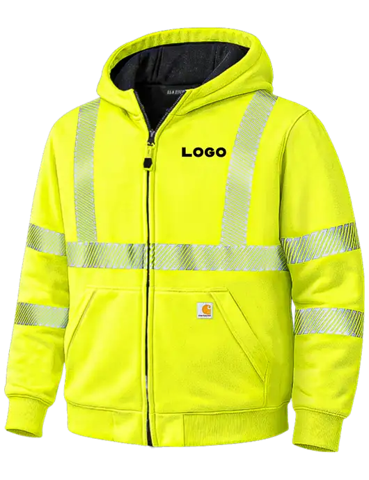 Carhartt Safety Yellow ANSI 107 Class 3 Lined Full-Zip Sweatshirt w/Logo