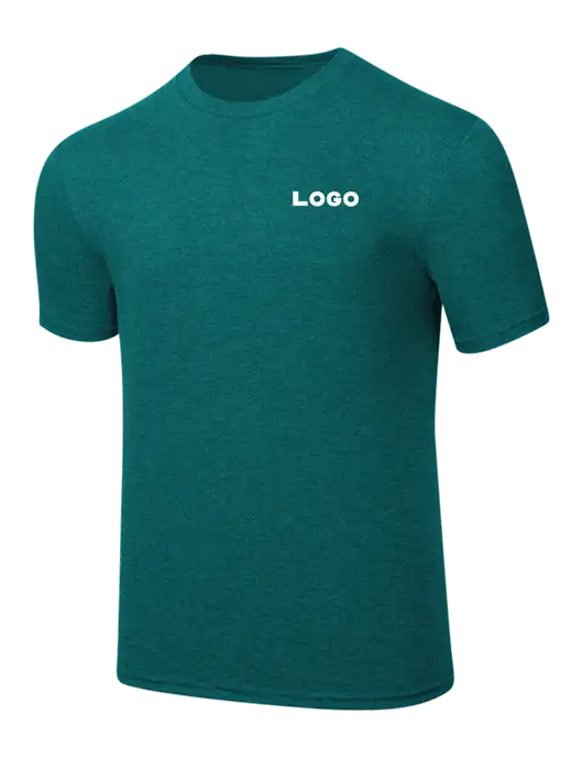 Simply Soft Heathered Dark Teal 4.5oz  Poly/Combed Ring Spun Cotton T-Shirt w/Logo